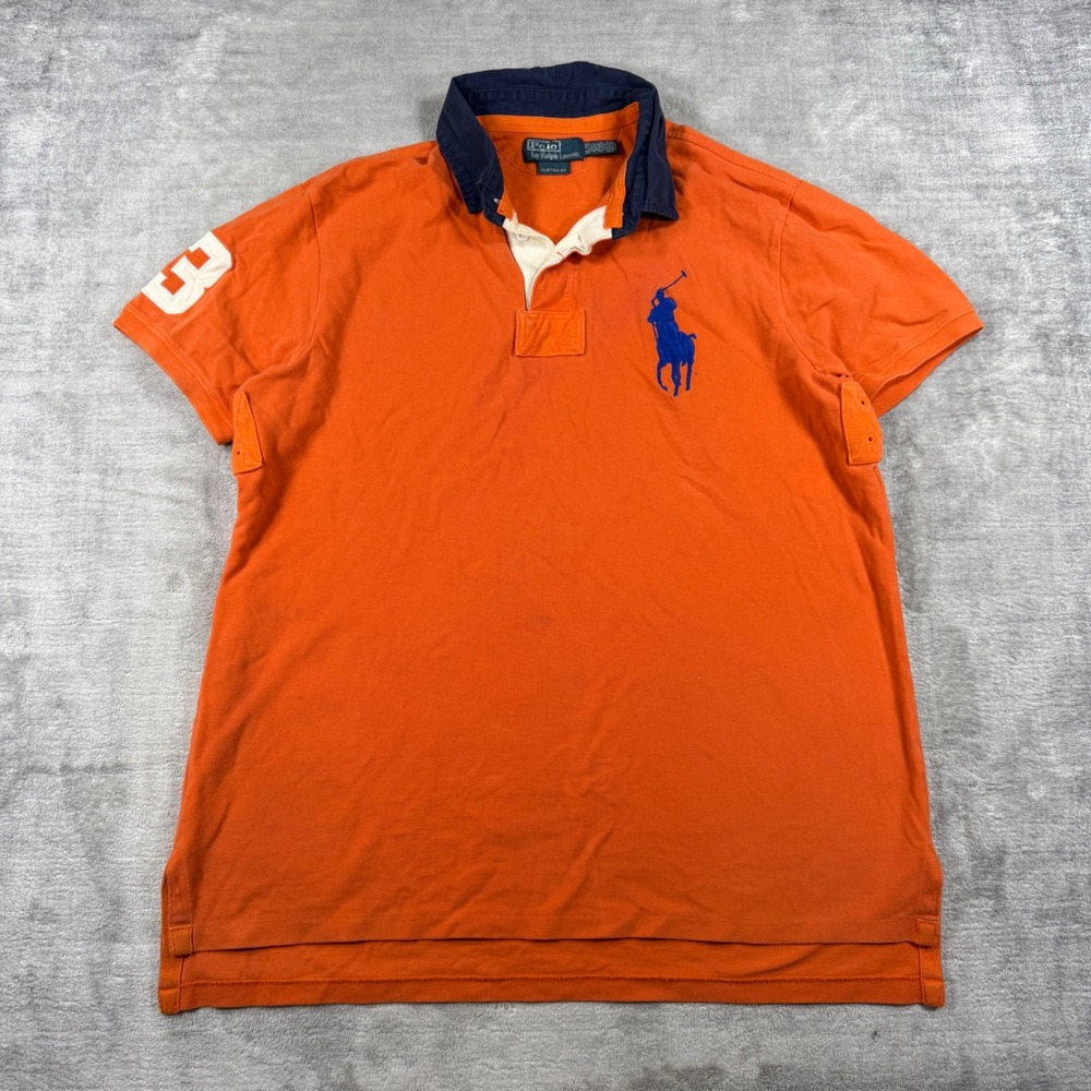 Polo Ralph Lauren Shirt Mens XL Orange Big Pony Polo Custom Fit Preppy